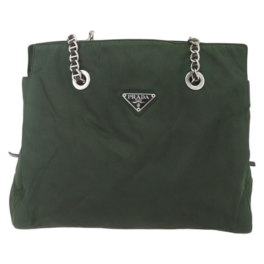 Prada Nylon Chain Tote Bag Khaki Green